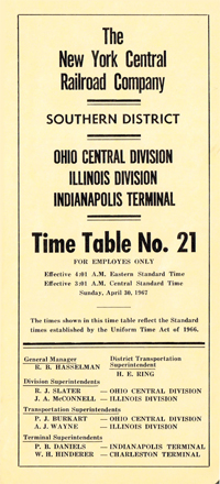 April 30, 1967 - Ohio Central division - Indiianapolis Terminal - Illinois Division