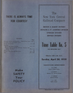 April 26, 1959 - Boston & Albany - Mohawk & St. Lawrence - Syracuse - Buffalo Divisons