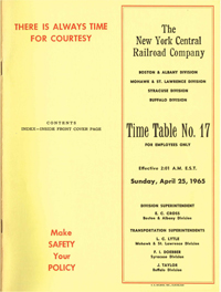 April 25, 1965 - Boston & Albany - Mohawk & St. Lawrence - Syracuse - Buffalo Divisons