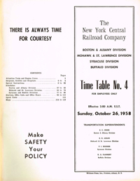 October 26, 1958 - Boston & Albany - Mohawk & St. Lawrence - Syracuse - Buffalo Divisons